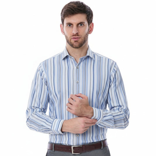 Camisa casual en tejido a rayas Slim Fit