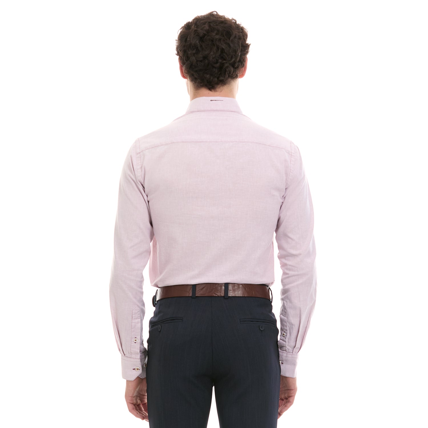 Vista posterior de Camisa rosa de Manga Larga para Hombre, estilo Formal
