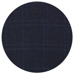 Detalle del tejido de poliviscosa stretch azul marino a cuadros del traje Vittorio Forti VTR66175 con acabado sofisticado.