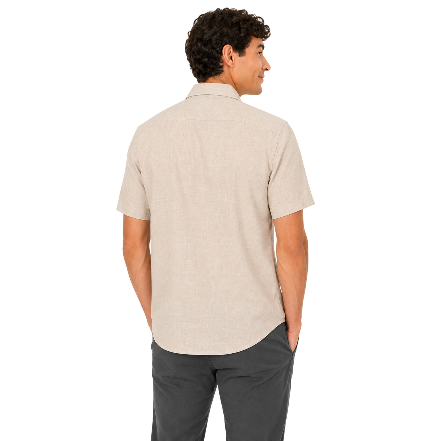 Camisa Casual Manga Corta Regular de Algodón Hombre