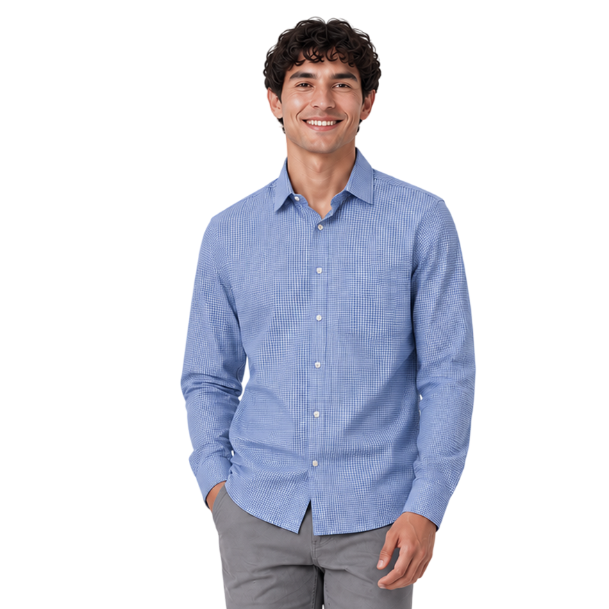 Camisa Slim Fit Cuadros Stretch para Caballero Elegante