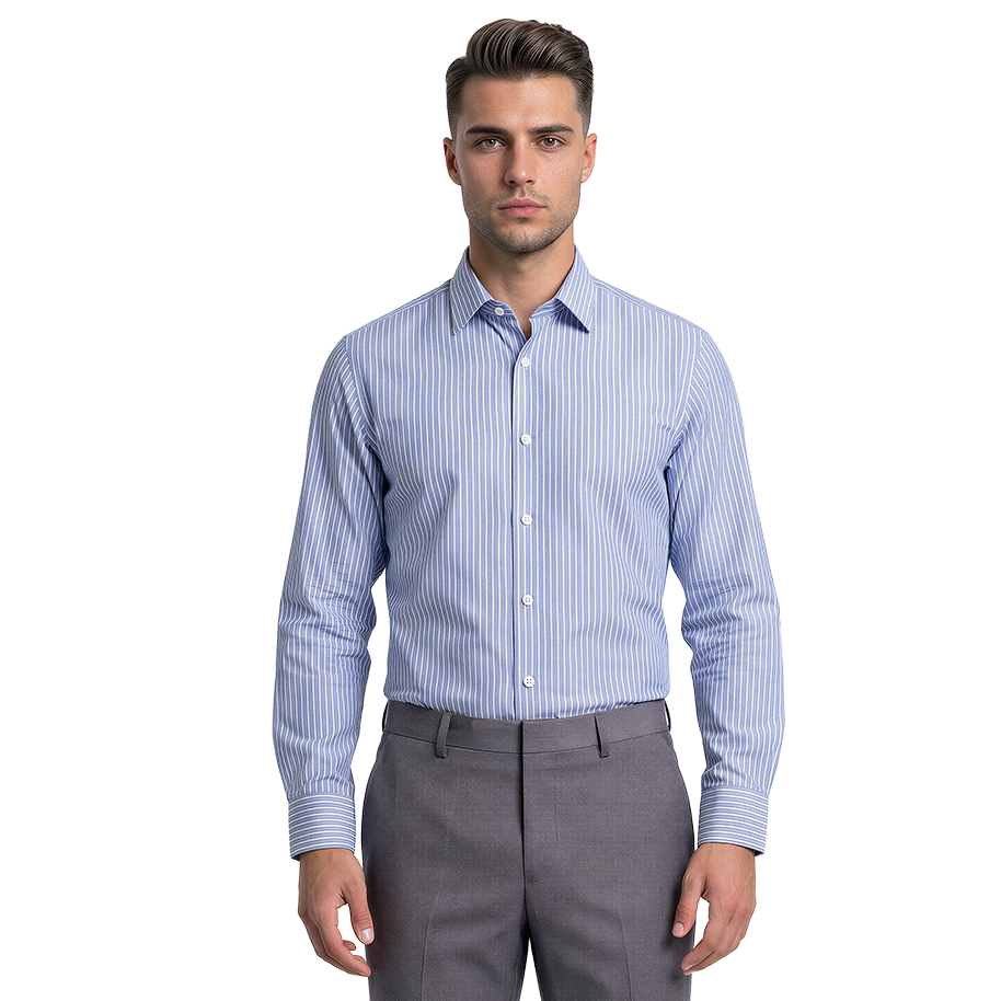 Camisa Slim Fit Stretch para Hombre Lisa con Mancuernilla