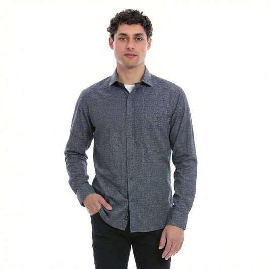 Camisa Business Casual Para Hombre Motivos Florales Slim Fit