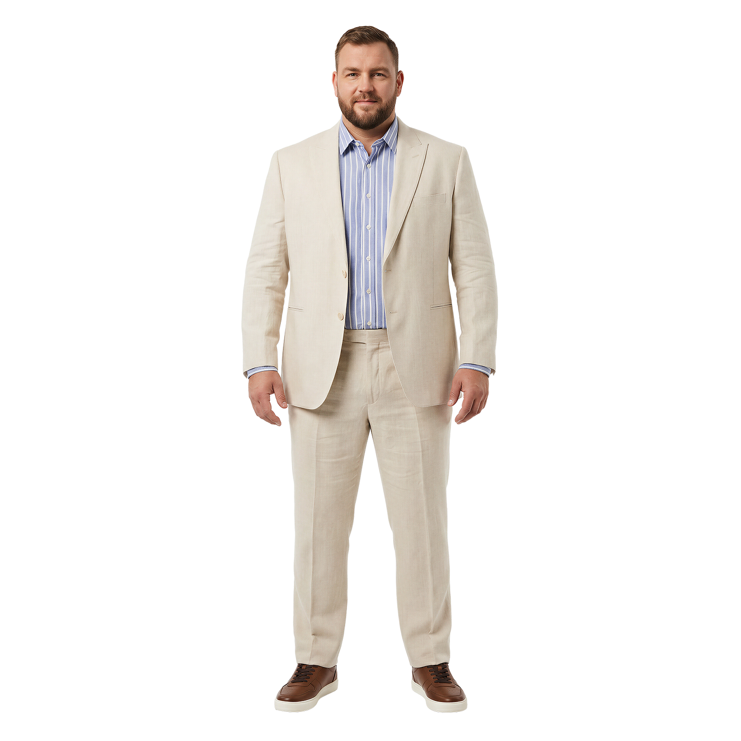 Traje Regular Fit de Lino para Caballero Solapa Pico