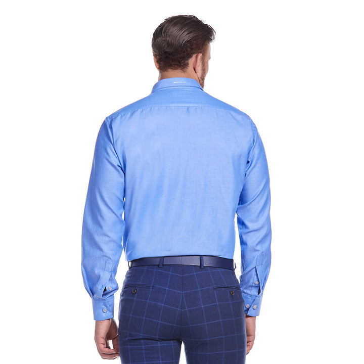 Camisa manga larga para hombre slim fit color azul marca vittorio forti