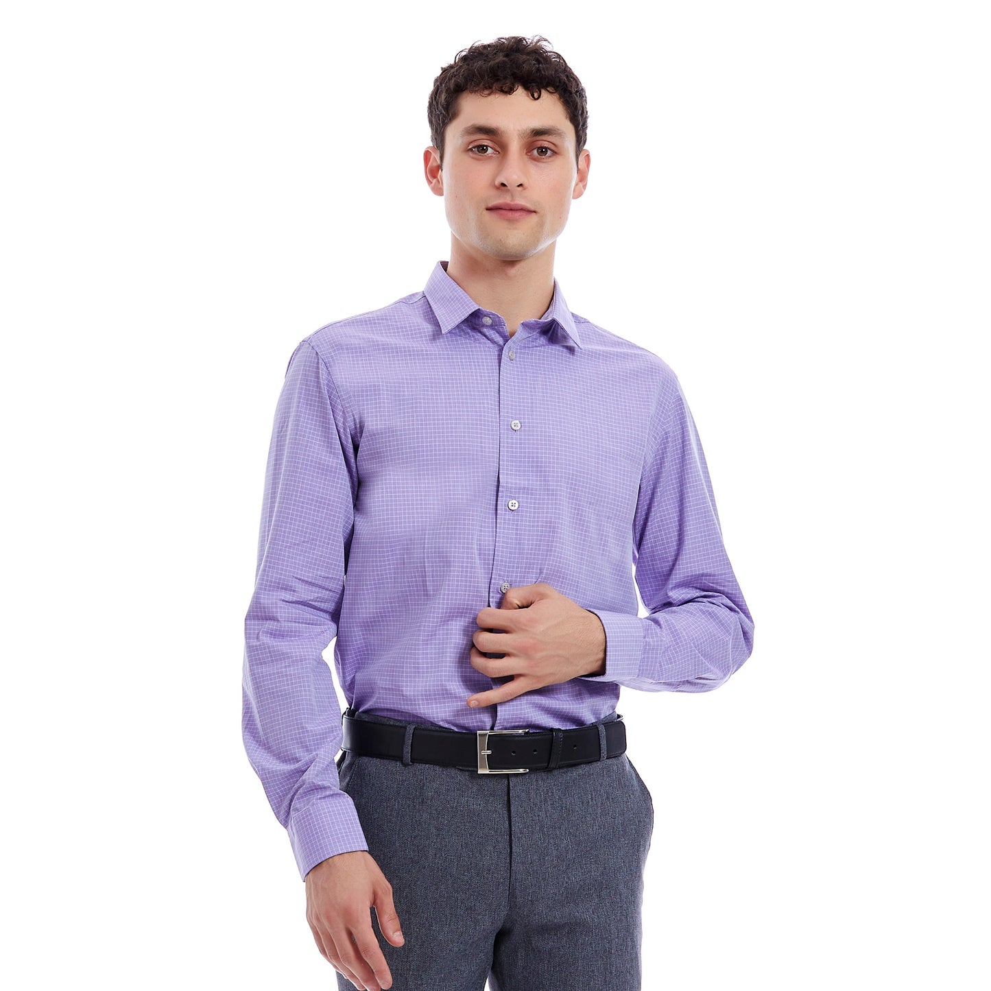 Camisa Color Lila Hombre Camisa Formal Vittorio Forti Manga Larga