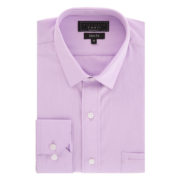 Camisa manga larga para hombre slim fit color lila marca vittorio forti