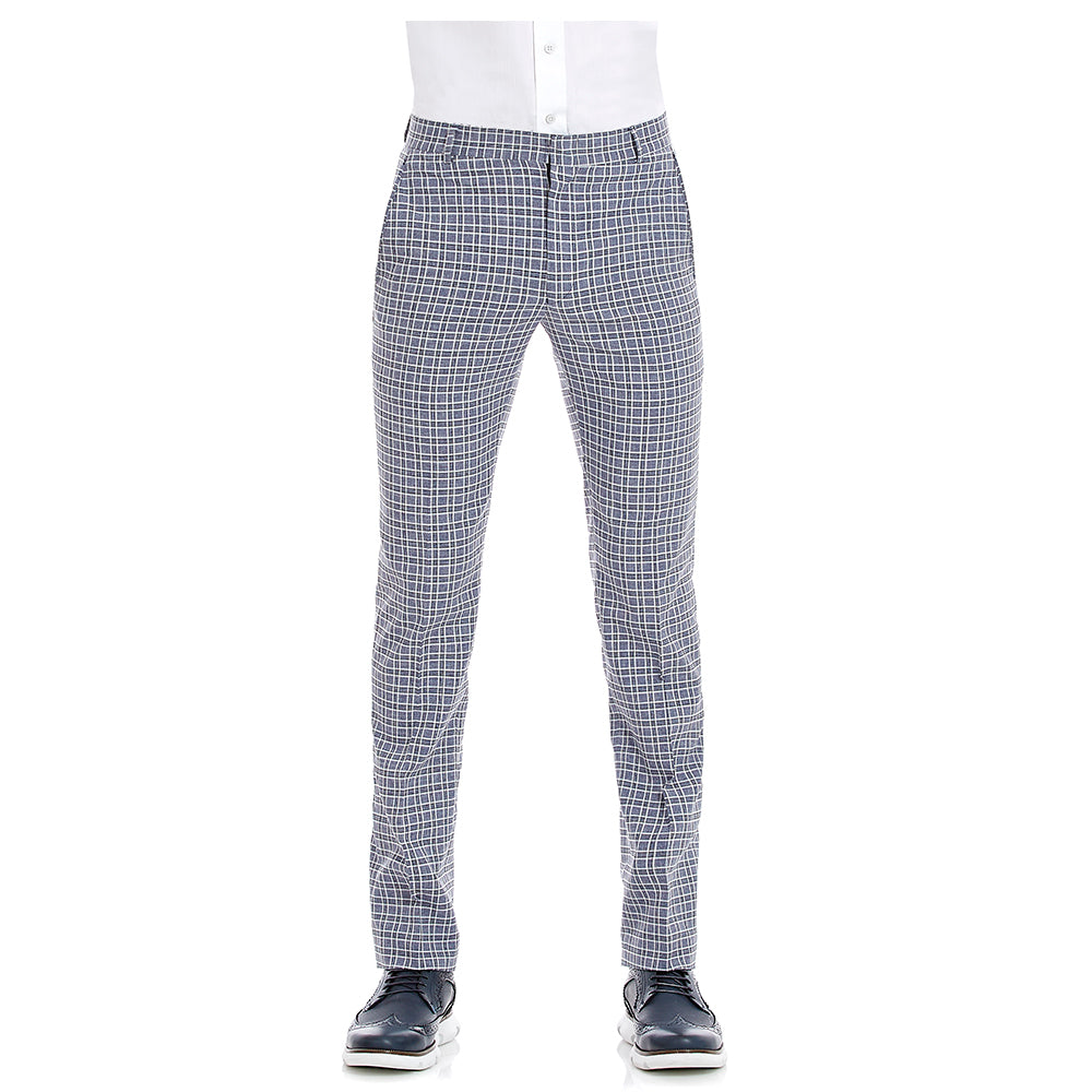 Pantalón De Vestir Para Hombre Formal Azul Slim-Fit