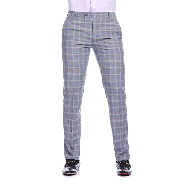 Pantalon formal para hombre color gris a cuadros